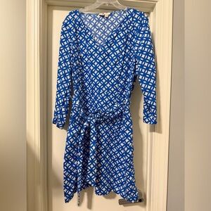 EUC Boden Blue and White Patterned Long Sleeve Dress Size 20/22R